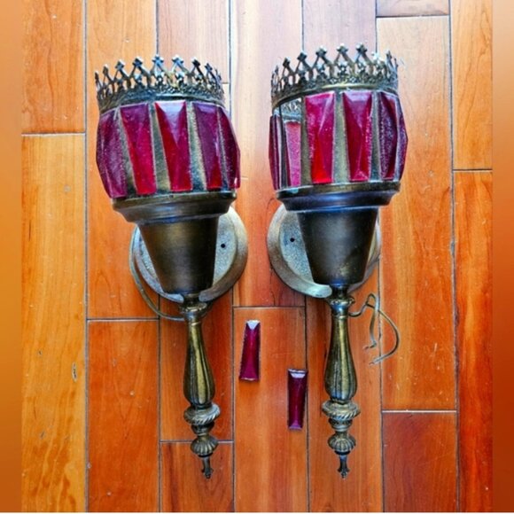 Antique Vintage Carriage Buggy Coach Lights Wall Sconces - Picture 1 of 14